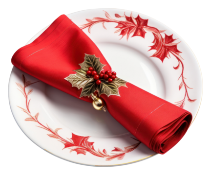 PNG Serviette christmas napkin plate.