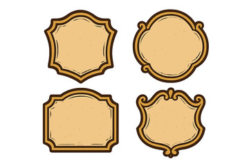 Vintage decorative frame collection, silhouette style vector illustrations, classic ornate borders, elegant cartoon design, transparent background, ordered set for design projects