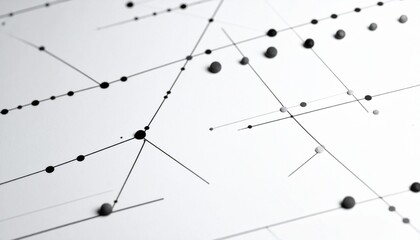Elegant abstract pattern of lines and dots forming a network on a light background, symbolizing connections and data