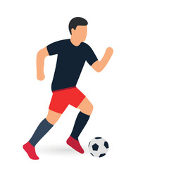Flat Vector Soccer Player Dribbling Ball. Perfect for sports graphics, football tournament posters, team promotions, and digital or print design projects.