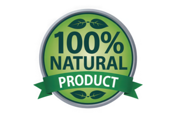 100 natural product label green badge for organic food isolated
