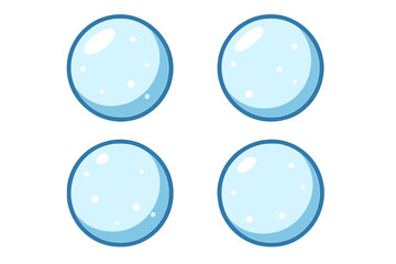 Snowball icon set. Flat vector cartoon illustration of transparent background. Winter snow cold weather snow globe balls in a simple ordered collection.
