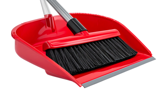 brush and helper for cleaning isolated on transparent background 