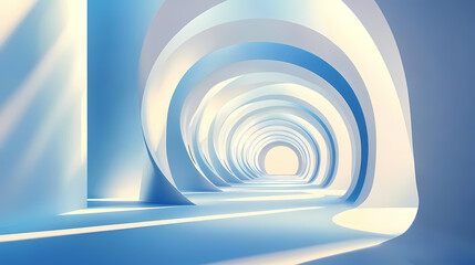 Obraz premium Abstract Architectural Tunnel of Light and Blue