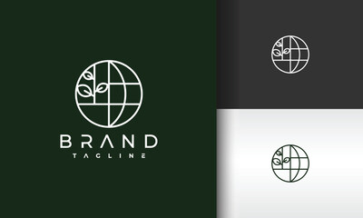 Eco Friendly Globe Logo with Leaves for Sustainable Branding