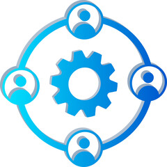 3D Blue Gradient Gear with User Ring Icon Isolated on Transparent Background