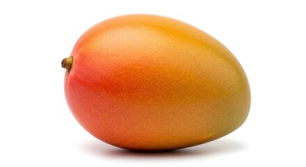 Fresh Ripe Mango Fruit with Vibrant Orange and Yellow Skin on White Background