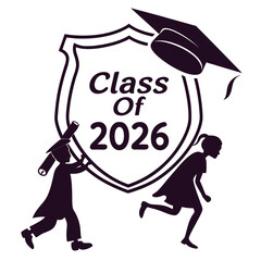 Class of 2026 emblem with children and graduation cap