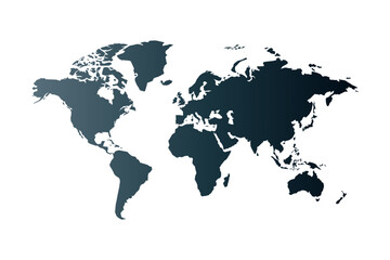 Modern artistic world map with continents and islands. Concept of design, creativity, and decorative illustration.