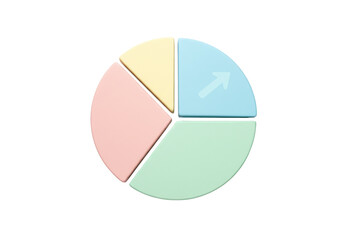 Pastel pie chart PNG isolated on transparent background, business data visualization for presentation and infographics