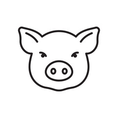Pig Face Coloring Page Outline For Children And Adults Cute Farm Animal Line Art