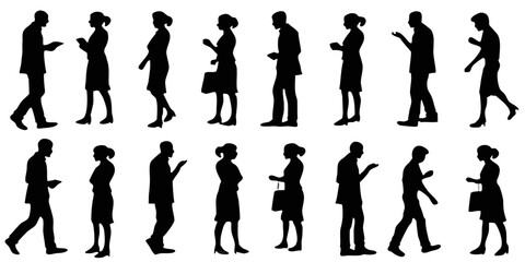 Black vector silhouette showing a man walking with detail