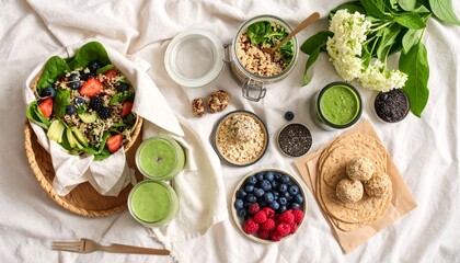 Healthy Vegan Meal Prep with Quinoa Salad and Smoothies