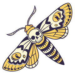 A stylized deathshead hawkmoth with skull markings