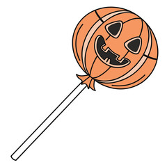 Pumpkin lollipop, a sweet halloween treat for kids