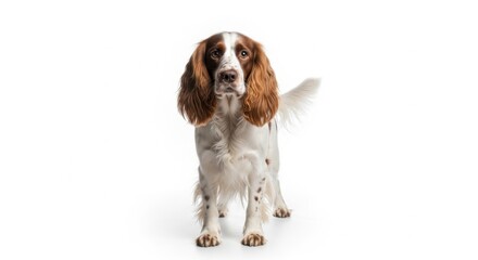 English Springer Spaniel Dog Standing on White Background