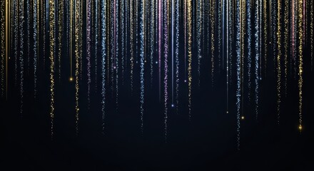 Abstract Glittering Curtain of Shimmering Light Particles Falling Downwards