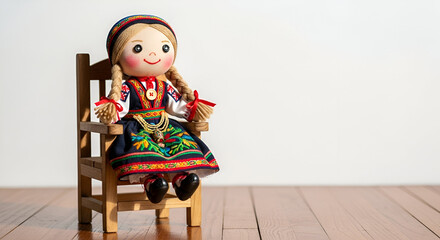 russian doll on wooden background