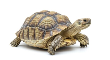 Obraz premium Turtle with Patterned Shell and Textured Skin on White Background