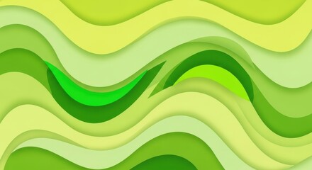 Abstract Green Wavy Layers Smooth Organic Flowing Nature Inspired Art