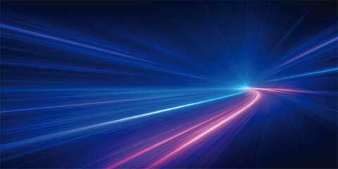 Dark blue laser rays of light blur the highway at night with a glow of speed and abstract energy © MDJAHIRULISLAM