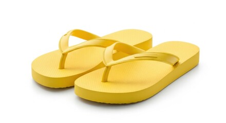Bright Yellow Flip Flops Casual Summer Footwear for Beach or Poolside