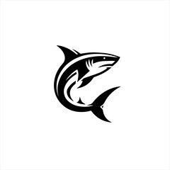 Stylized black shark silhouette on a white background