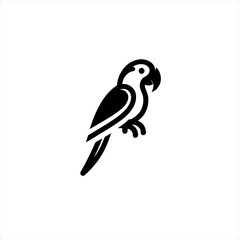 Minimalist black parrot logo icon on white background