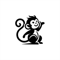 Cute cartoon monkey waving hello with a happy expression