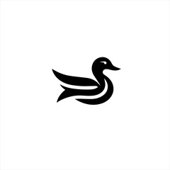 Stylized black duck silhouette logo on white background