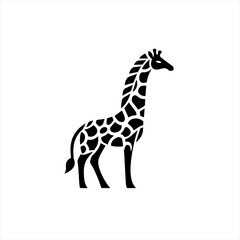 Stylized black giraffe silhouette with patterned coat