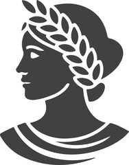 Female Profile Silhouette Laurel Crown