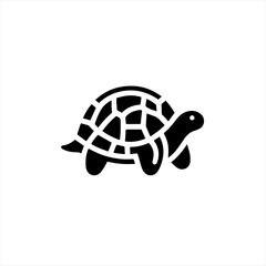 Simple black silhouette of a turtle on a white background
