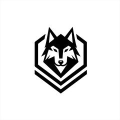 Modern geometric wolf head logo emblem design
