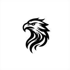 Stylized black eagle head emblem on white background