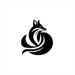 Stylized black fox silhouette logo design on white background