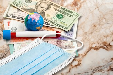 Prevent coronavirus. Medical protective face mask