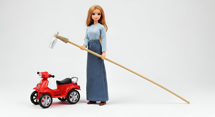 young woman with a scooter