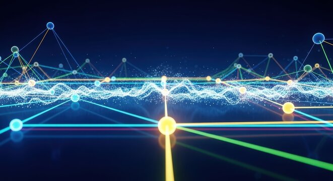 Digital Network Connections Showing Data Flow and Information Exchange
