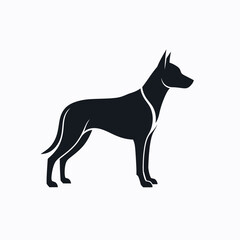 Elegant silhouette of a doberman pinscher dog standing alertly profile view silhouette