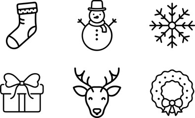 Christmas vector icons isolated on white background. Winter season holidays concept