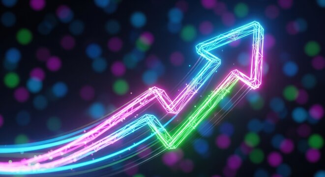Visual Representation of Upward Trends and Business Growth With Colorful Background Bokeh