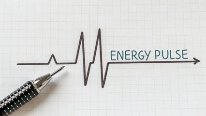 Black heartbeat line with energy pulse label closeup