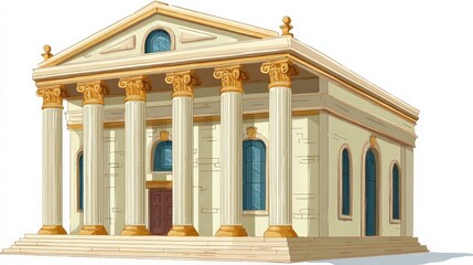 Fototapeta premium Ancient Greek Roman temple classical architecture marble columns historical monument cultural heritage neoclassical building design 