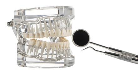 Dental model and mirror for oral health examination and patient education