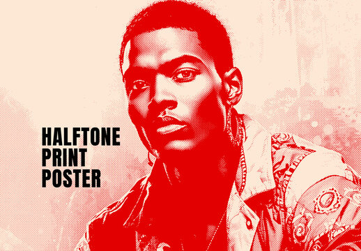Retro Halftone Print Poster Photo Effect