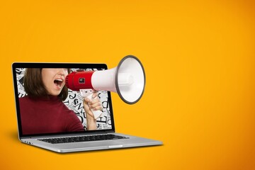 Abstract design, creative contemporary art on laptop screen