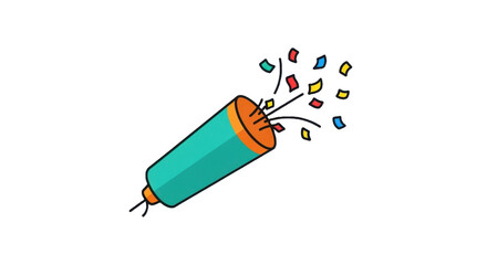 Party popper simple icon. Flat illustration of confetti cannon 