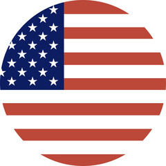 National round flag of the United States. American flag circle icon. U.S. flag rounded badge. United States of America circular flag button, background, sticker.
