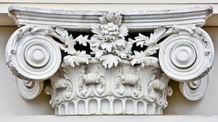 Naklejka premium classical. Detailed view of a classical stone pillar with intricate textures and subtle shadows, highlighting architectural beauty. real-estate listings.
